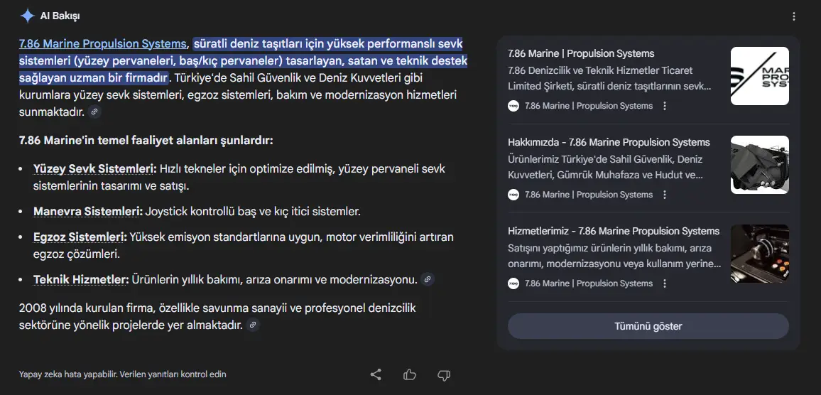 7.86 marine projesi uygulama arayüzü ve detay görseli